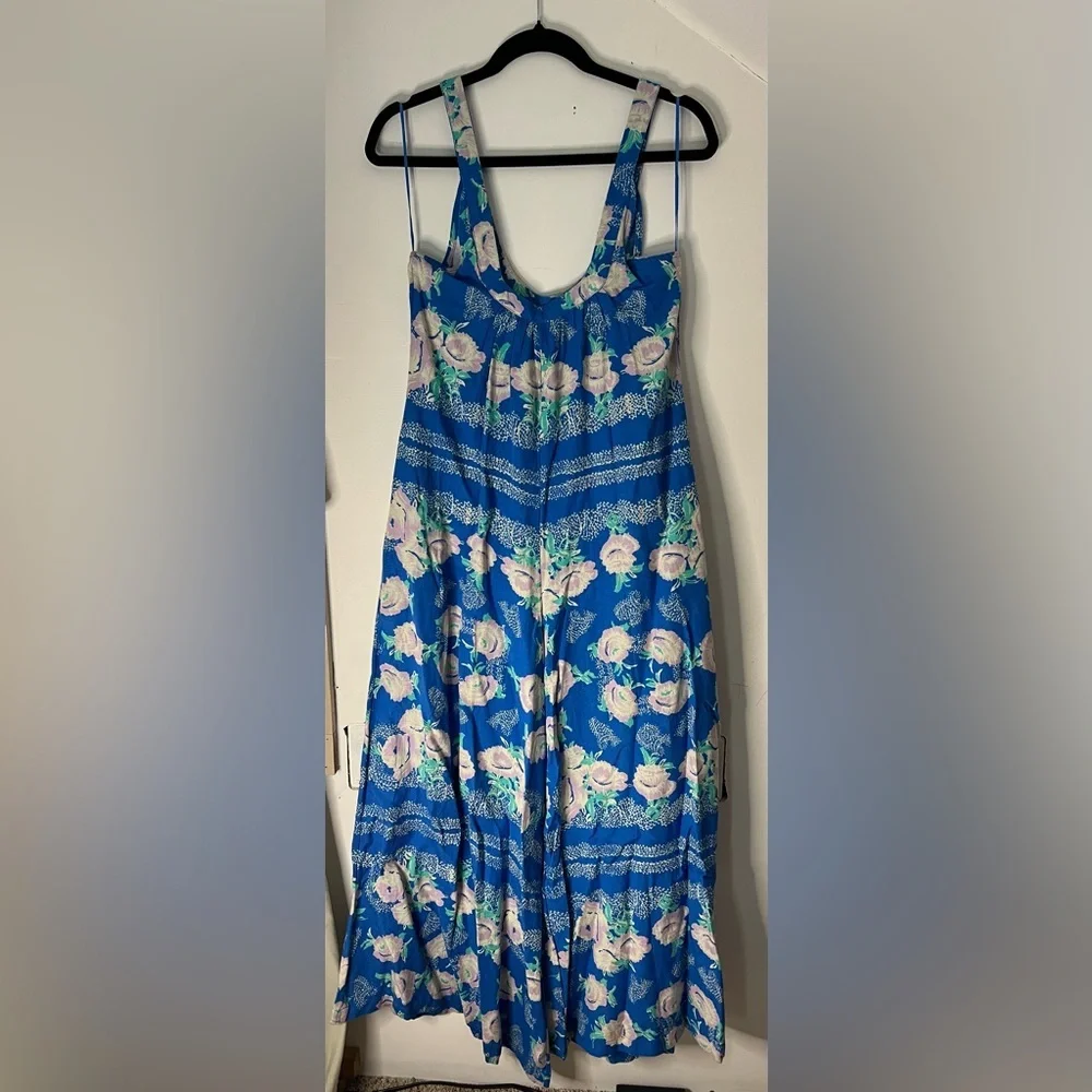 Free People Bali Lillie Scarf Print Jumpsuit in Sweet Blue Combo Size XS - Picture 4 of 14